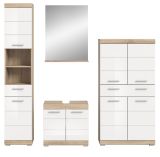 Badmbel Set 4-teilig Mambo in wei Hochglanz und Sonoma Eiche Badkombination 186 x 191 cm