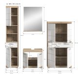 Badmbel Set 4-teilig Mambo in wei Hochglanz und Sonoma Eiche Badkombination 186 x 191 cm