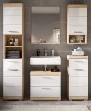 Badmbel Set 5-teilig Mambo in wei Hochglanz und Sonoma Eiche Badkombination 164 x 191 cm