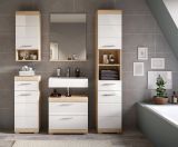 Badmbel Set 5-teilig Mambo in wei Hochglanz und Sonoma Eiche Badkombination 164 x 191 cm