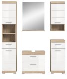 Badmbel Set 5-teilig Mambo in wei Hochglanz und Sonoma Eiche Badkombination 164 x 191 cm