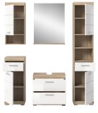 Badmbel Set 5-teilig Mambo in wei Hochglanz und Sonoma Eiche Badkombination 164 x 191 cm