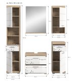 Badmbel Set 5-teilig Mambo in wei Hochglanz und Sonoma Eiche Badkombination 164 x 191 cm