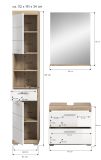 Badmbel Set 3-teilig Mambo in wei Hochglanz und Sonoma Eiche Badkombination 112 x 191 cm
