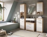 Badmbel Set 3-teilig Mambo in wei Hochglanz und Sonoma Eiche Badkombination 112 x 191 cm