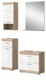 Badmbel Set 4-teilig Mambo in wei Hochglanz und Sonoma Eiche Badkombination 112 x 191 cm