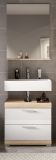 Badmbel Set 2-teilig Mambo in wei Hochglanz und Sonoma Eiche Badkombination 60 x 191 cm