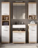 Badmbel Set 5-teilig Mambo in wei Hochglanz und Sonoma Eiche Badkombination 164 x 191 cm