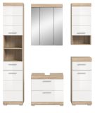 Badmbel Set 5-teilig Mambo in wei Hochglanz und Sonoma Eiche Badkombination 164 x 191 cm