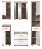 Badmbel Set 5-teilig Mambo in wei Hochglanz und Sonoma Eiche Badkombination 164 x 191 cm