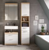 Badmbel Set 3-teilig Mambo in wei Hochglanz und Sonoma Eiche Badkombination 112 x 191 cm