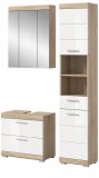 Badmbel Set 3-teilig Mambo in wei Hochglanz und Sonoma Eiche Badkombination 112 x 191 cm