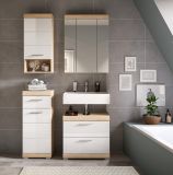 Badmbel Set 4-teilig Mambo in wei Hochglanz und Sonoma Eiche Badkombination 112 x 191 cm