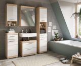 Badmbel Set 4-teilig Mambo in wei Hochglanz und Sonoma Eiche Badkombination 112 x 191 cm