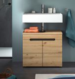 Waschbeckenunterschrank Cooper in Artisan Eiche und grau Badschrank 63 cm, Soft-Close