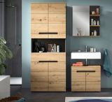 Waschbeckenunterschrank Cooper in Artisan Eiche und grau Badschrank 63 cm, Soft-Close