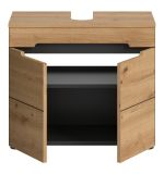 Waschbeckenunterschrank Cooper in Artisan Eiche und grau Badschrank 63 cm, Soft-Close