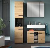 Waschbeckenunterschrank Cooper in Artisan Eiche und grau Badschrank 80 cm, Soft-Close