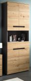 Badezimmer Hochschrank Cooper in Artisan Eiche und grau Badschrank 76 x 193 cm, Soft-Close