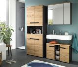 Badezimmer Hochschrank Cooper in Artisan Eiche und grau Badschrank 76 x 193 cm, Soft-Close