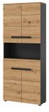 Badezimmer Hochschrank Cooper in Artisan Eiche und grau Badschrank 76 x 193 cm, Soft-Close