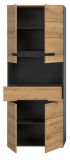 Badezimmer Hochschrank Cooper in Artisan Eiche und grau Badschrank 76 x 193 cm, Soft-Close