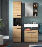 Badmbel Set 3-teilig Cooper in Artisan Eiche und grau Badkombination 116 x 193 cm, Soft-Close