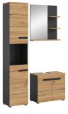 Badmbel Set 3-teilig Cooper in Artisan Eiche und grau Badkombination 116 x 193 cm, Soft-Close