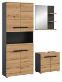 Badmbel Set 3-teilig Cooper in Artisan Eiche und grau Badkombination 154 x 193 cm, Soft-Close