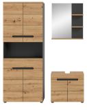 Badmbel Set 3-teilig Cooper in Artisan Eiche und grau Badkombination 154 x 193 cm, Soft-Close
