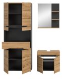 Badmbel Set 3-teilig Cooper in Artisan Eiche und grau Badkombination 154 x 193 cm, Soft-Close