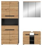 Badmbel Set 3-teilig Cooper in Artisan Eiche und grau Badkombination 171 x 193 cm, Soft-Close