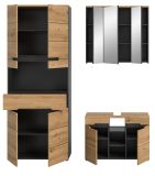 Badmbel Set 3-teilig Cooper in Artisan Eiche und grau Badkombination 171 x 193 cm, Soft-Close