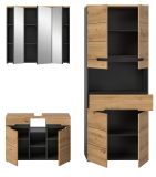 Badmbel Set 3-teilig Cooper in Artisan Eiche und grau Badkombination 171 x 193 cm, Soft-Close