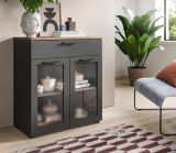 Kommode Vitus in grau und Artisan Eiche Sideboard 78 x 84 cm, Soft-Close
