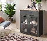 Kommode Vitus in grau und Artisan Eiche Sideboard 78 x 84 cm, Soft-Close
