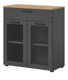 Kommode Vitus in grau und Artisan Eiche Sideboard 78 x 84 cm, Soft-Close