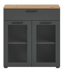 Kommode Vitus in grau und Artisan Eiche Sideboard 78 x 84 cm, Soft-Close