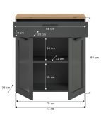 Kommode Vitus in grau und Artisan Eiche Sideboard 78 x 84 cm, Soft-Close