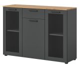 Sideboard Vitus in grau und Artisan Eiche Kommode 120 x 84 cm, Soft-Close