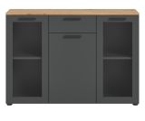 Sideboard Vitus in grau und Artisan Eiche Kommode 120 x 84 cm, Soft-Close