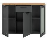 Sideboard Vitus in grau und Artisan Eiche Kommode 120 x 84 cm, Soft-Close