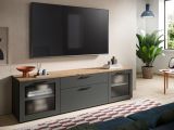 TV-Lowboard Vitus in grau und Artisan Eiche TV Unterteil 185 cm, Soft-Close