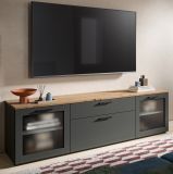 TV-Lowboard Vitus in grau und Artisan Eiche TV Unterteil 185 cm, Soft-Close