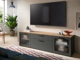 TV-Lowboard Vitus in grau und Artisan Eiche TV Unterteil 185 cm, Soft-Close