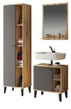 Badmbel Set 3-teilig Torsby in grau und Evoke Eiche Badkombination 121 x 190 cm