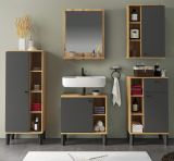 Badmbel Set 5-teilig Torsby in grau und Evoke Eiche Badkombination 182 x 190 cm