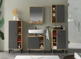 Badmbel Set 5-teilig Torsby in grau und Evoke Eiche Badkombination 182 x 190 cm