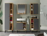 Badmbel Set 5-teilig Torsby in grau und Evoke Eiche Badkombination 182 x 190 cm