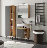 Badmbel Set 3-teilig Torsby in grau und Evoke Eiche Badkombination 121 x 190 cm